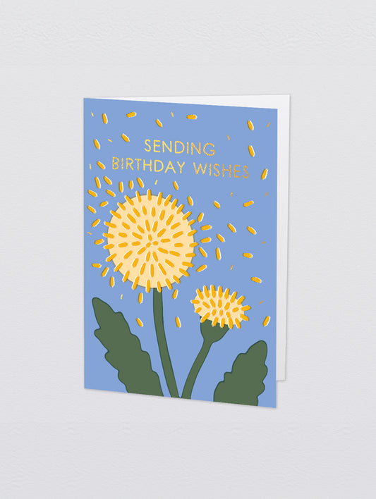 'Birthday Wishes Dandelion' Foiled Greetings Card by Wrap

