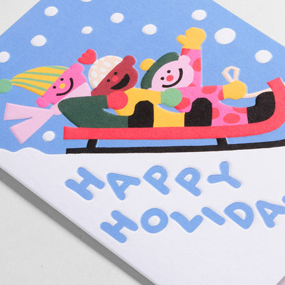 'Happy Holidays Sledge' Greetings Card by Wrap