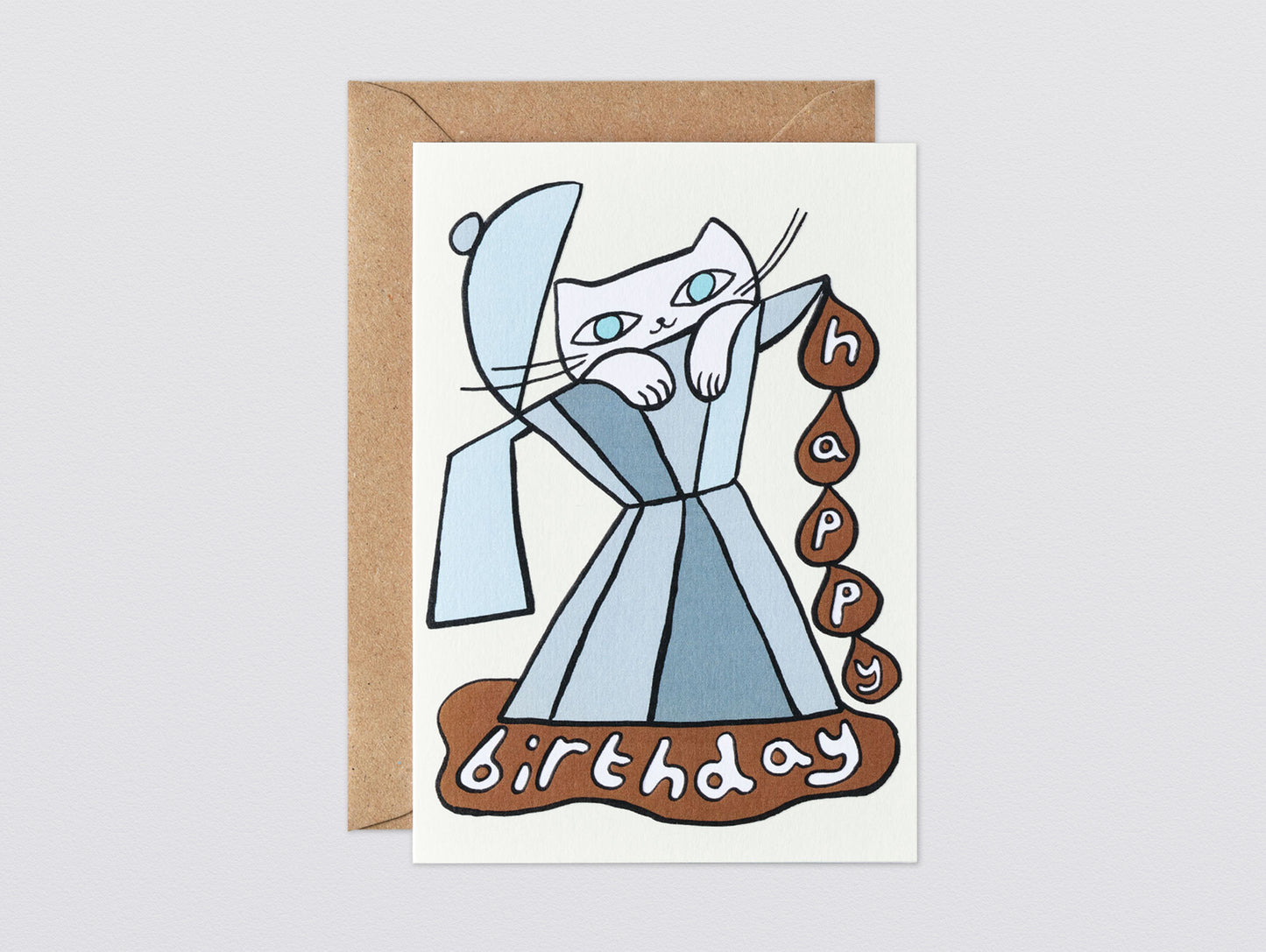 'Happy Birthday Cat & Coffee' Greetings Card