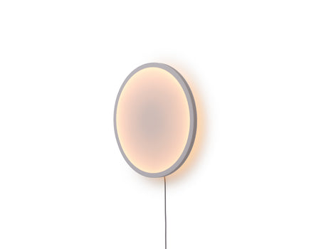 Calm Wall Lamp by Muuto - D50 cm / With an Inline Dimmer and Plug / White Shade / Grey Edge