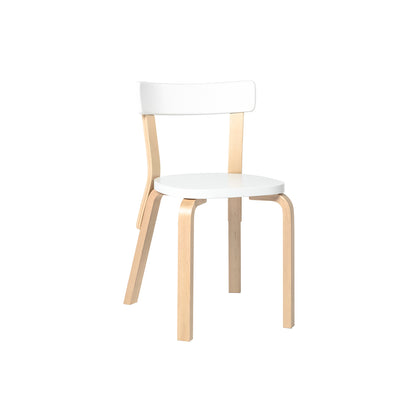 Chair 69 by Artek - Legs and backrest support natural lacquered, seat and backrest white lacquered