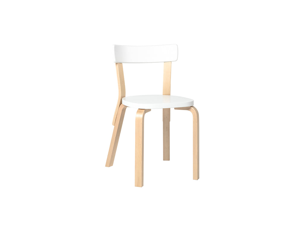 Chair 69 by Artek - Legs and backrest support natural lacquered, seat and backrest white lacquered