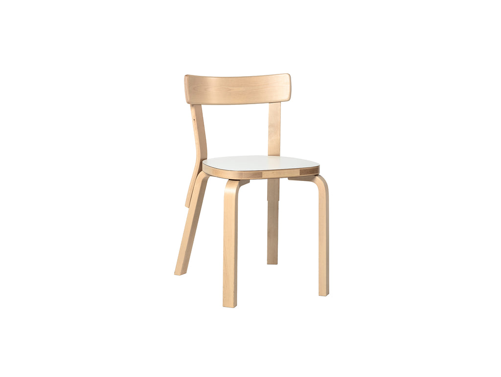 Chair 69 by Artek - Legs and backrest natural lacquered, seat IKI white HPL
