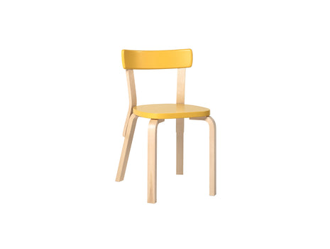 Chair 69 by Artek - Legs and backrest support natural lacquered, seat and backrest yellow lacquered