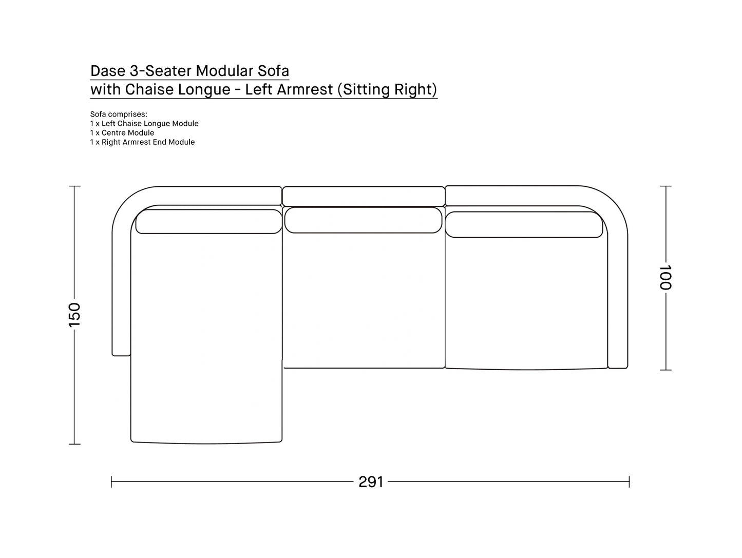 Dase 3-Seater Modular Sofa