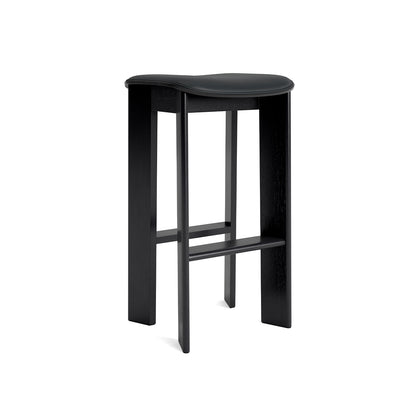 Chisel 30 Bar Stool Seat Upholstery by HAY - High / Black Lacquered Oak / Black Grano Leather