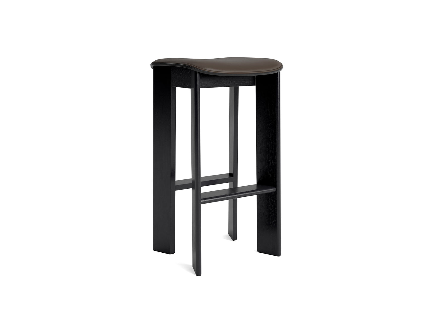 Chisel 30 Bar Stool Seat Upholstery by HAY - High / Black Lacquered Oak / Chocolate Grano Leather