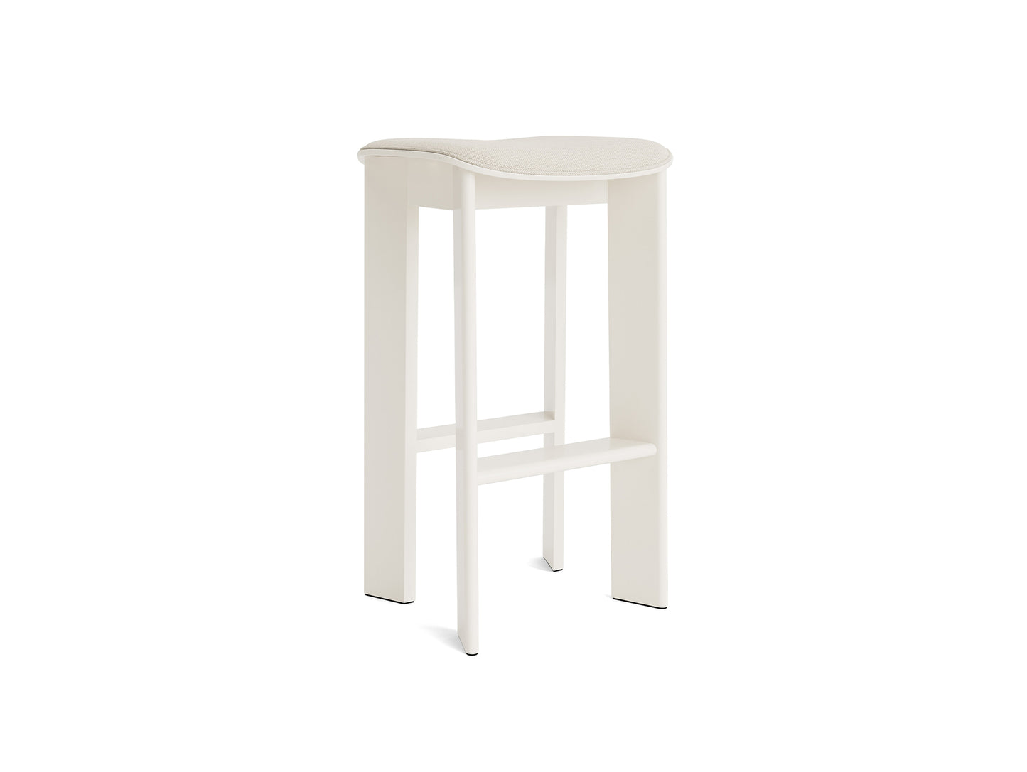Chisel 30 Bar Stool Seat Upholstery by HAY - High / Cream White Lacquered Beech / Mode 011