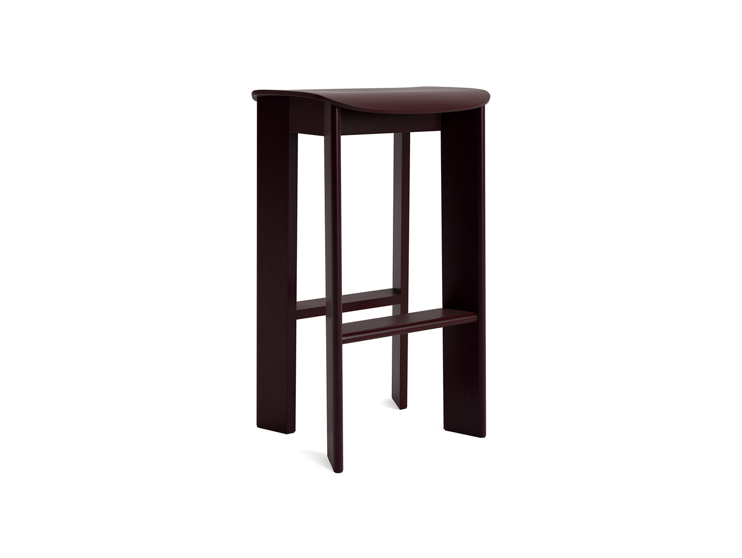 Chisel 30 Bar Stool High by HAY - Dark Bordeaux Lacquered Beech