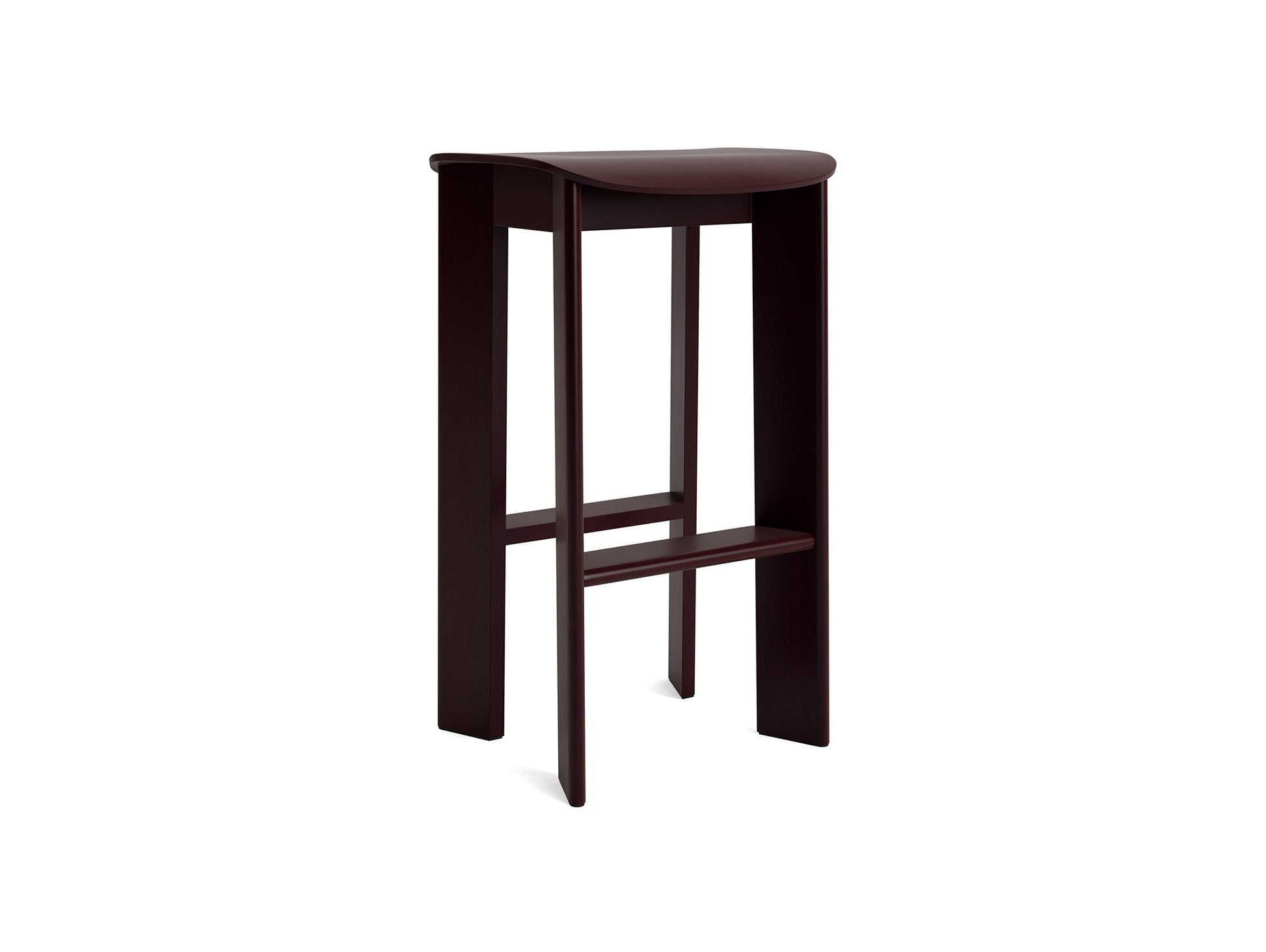 Chisel 30 Bar Stool High by HAY - Dark Bordeaux Lacquered Beech