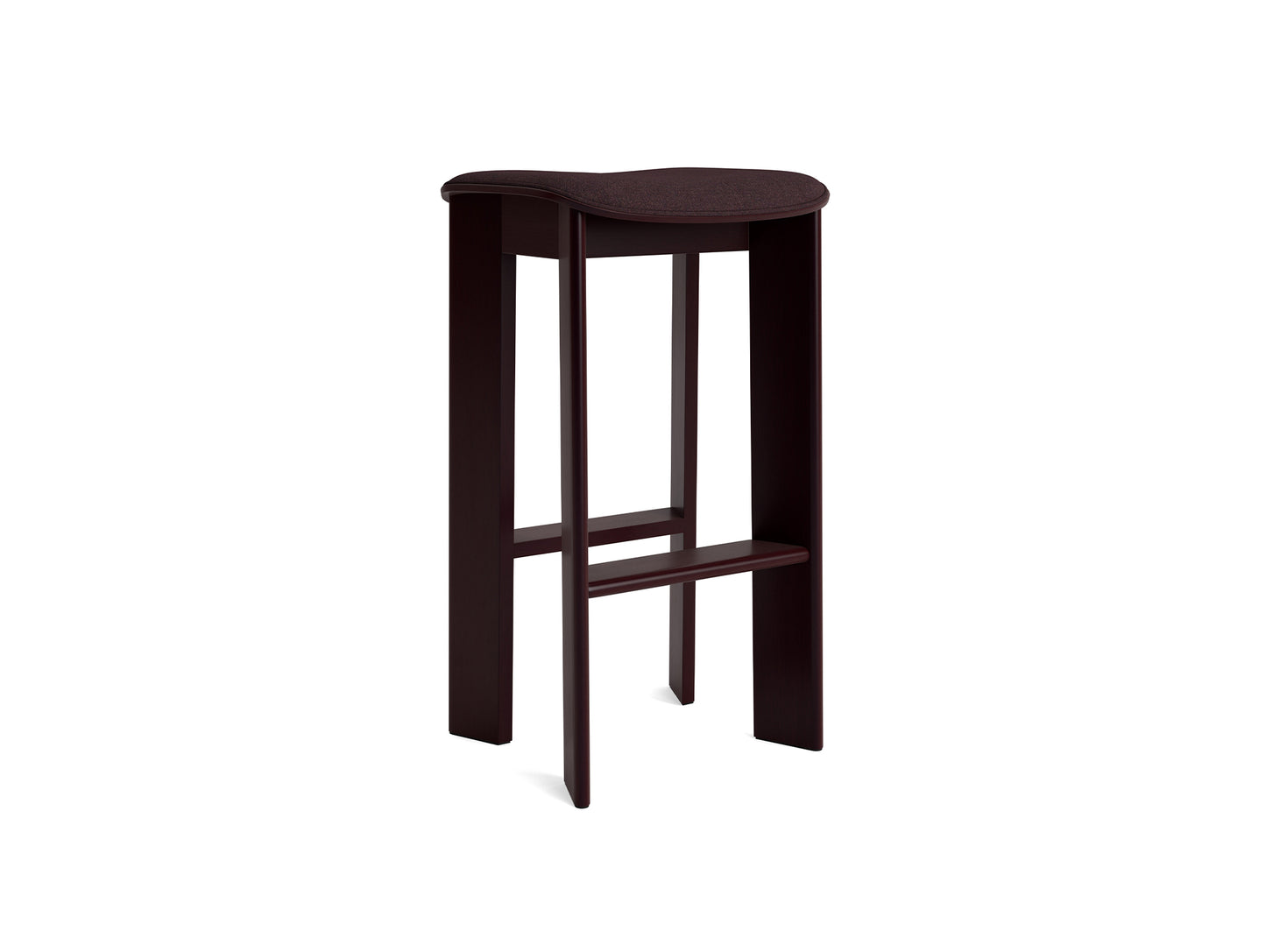 Chisel 30 Bar Stool Seat Upholstery by HAY - High / Dark Bordeaux Lacquered Beech / Remix 373