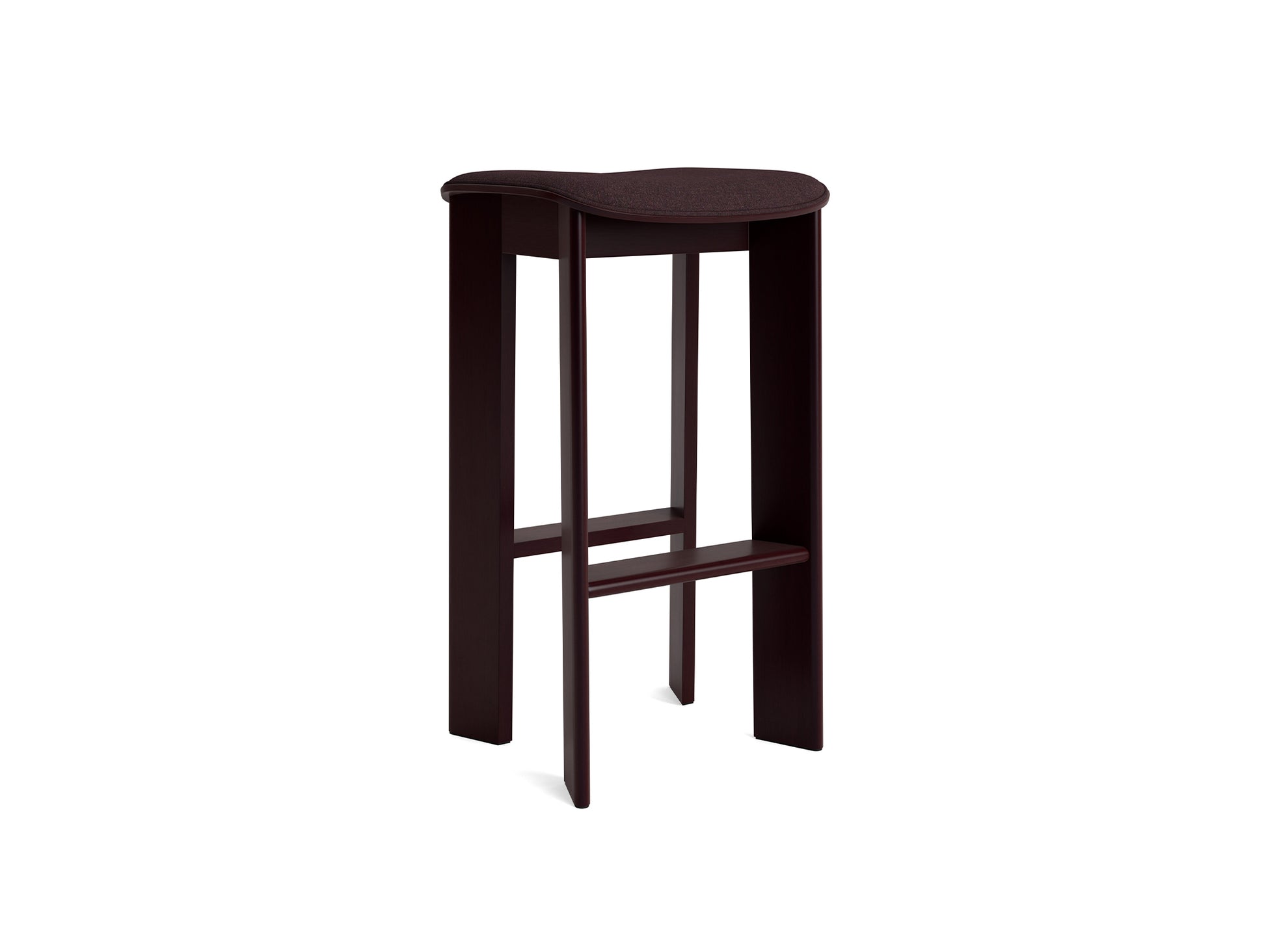 Chisel 30 Bar Stool Seat Upholstery by HAY - High / Dark Bordeaux Lacquered Beech / Remix 373