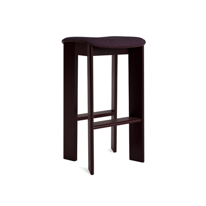 Chisel 30 Bar Stool Seat Upholstery by HAY - High / Dark Bordeaux Lacquered Beech / Turf Burgundy