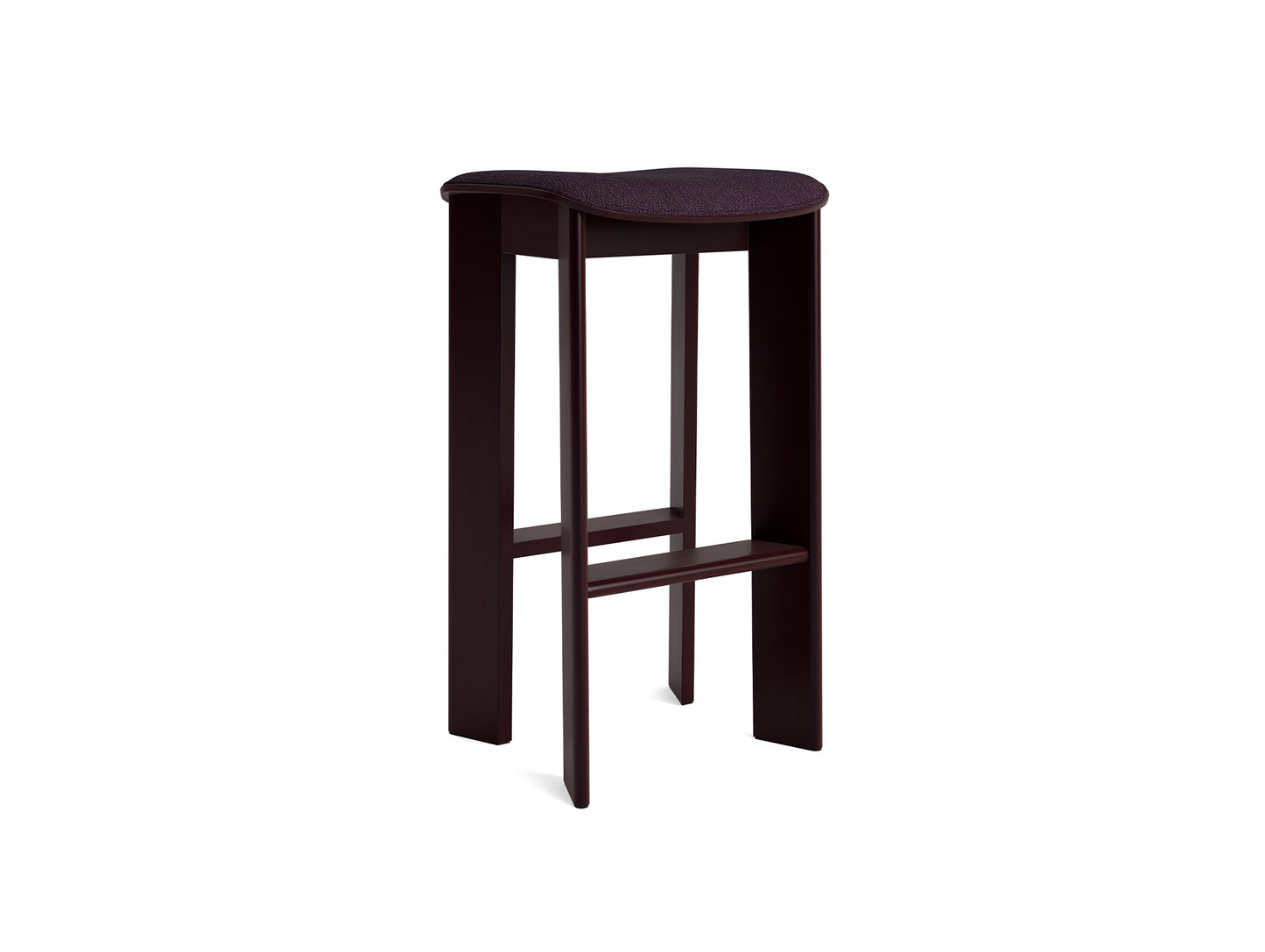 Chisel 30 Bar Stool Seat Upholstery by HAY - High / Dark Bordeaux Lacquered Beech / Turf Burgundy