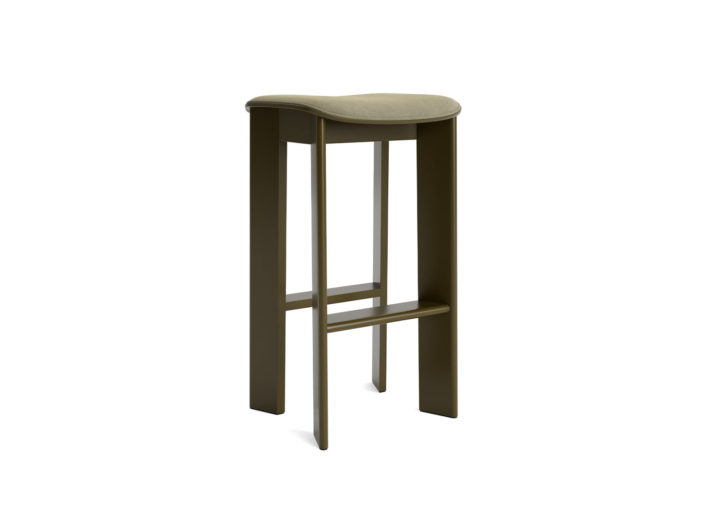 Chisel 30 Bar Stool Seat Upholstery by HAY - High / Green Umber Lacquered Beech / Linara 313