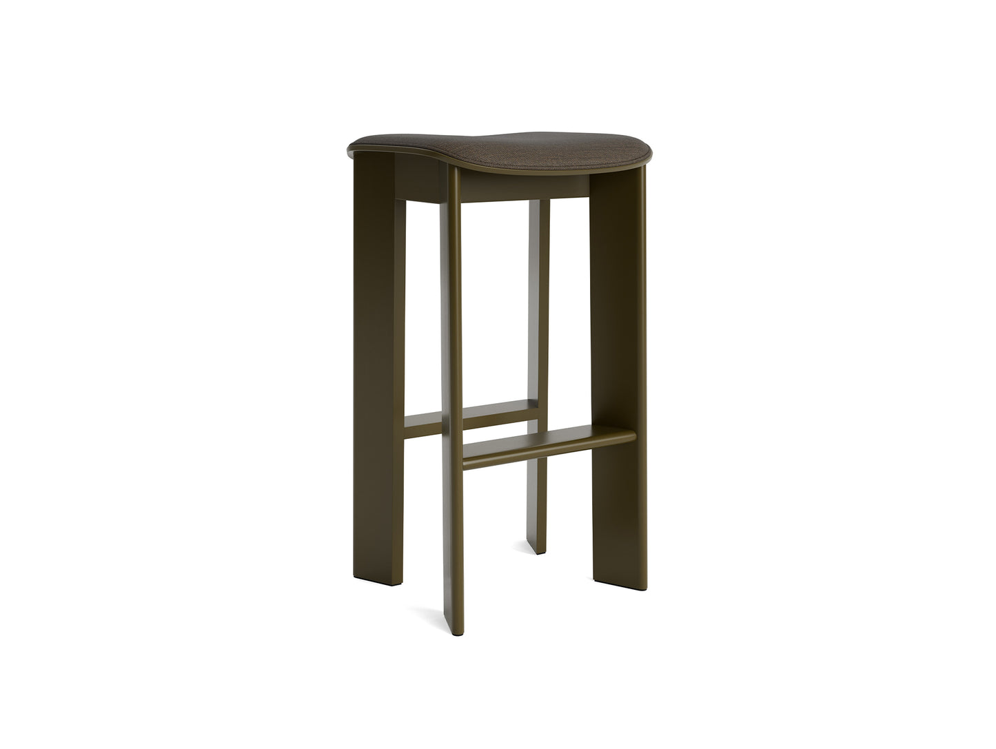Chisel 30 Bar Stool Seat Upholstery by HAY - High / Green Umber Lacquered Beech / Remix 954