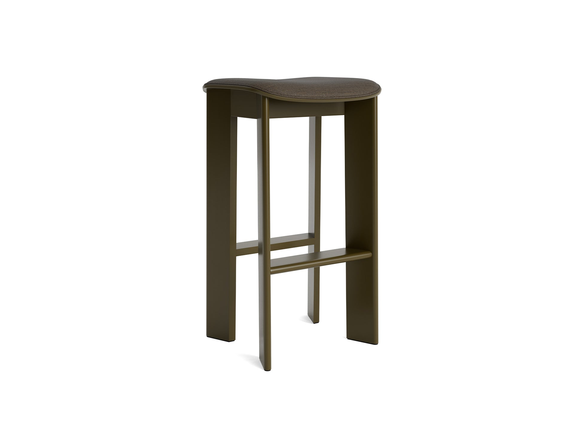 Chisel 30 Bar Stool Seat Upholstery by HAY - High / Green Umber Lacquered Beech / Remix 954