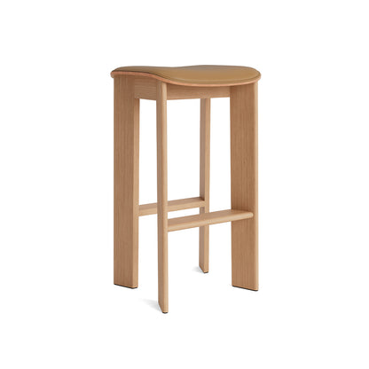 Chisel 30 Bar Stool Seat Upholstery by HAY - High / Lacquered Oak / Cognac Grano Leather