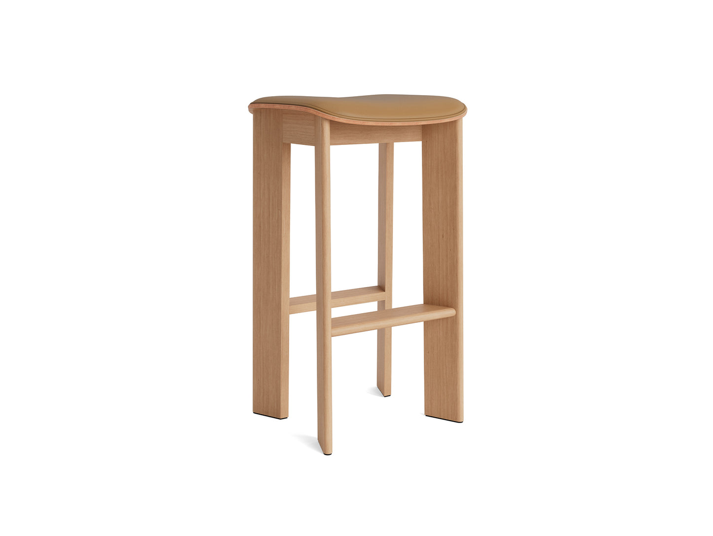 Chisel 30 Bar Stool Seat Upholstery by HAY - High / Lacquered Oak / Cognac Grano Leather