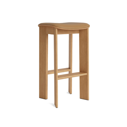 Chisel 30 Bar Stool Seat Upholstery by HAY - High / Oiled Oak / Cognac Grano Leather