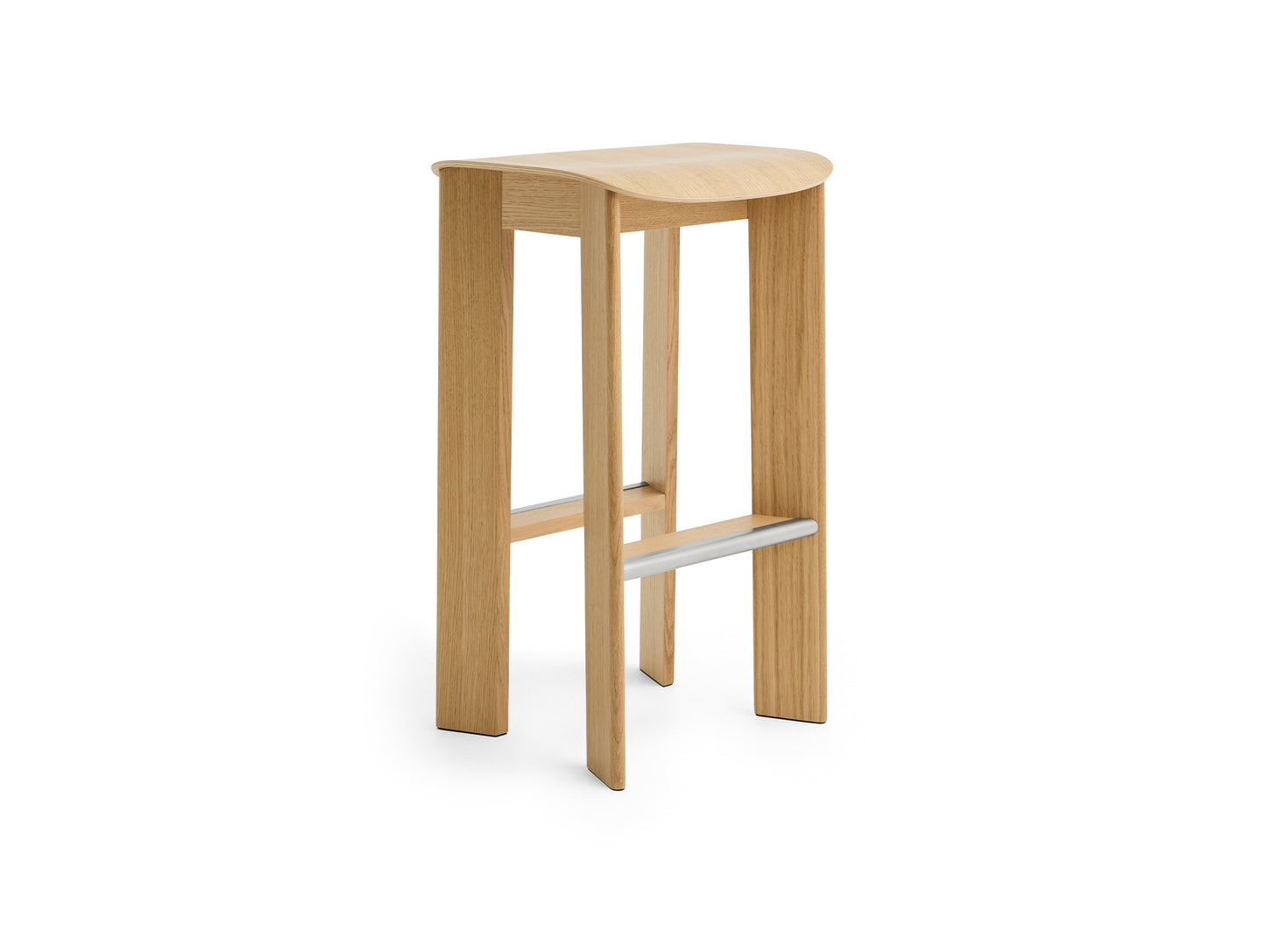 Chisel 30 Bar Stool High by HAY - Lacquered Oak, With footrest protector