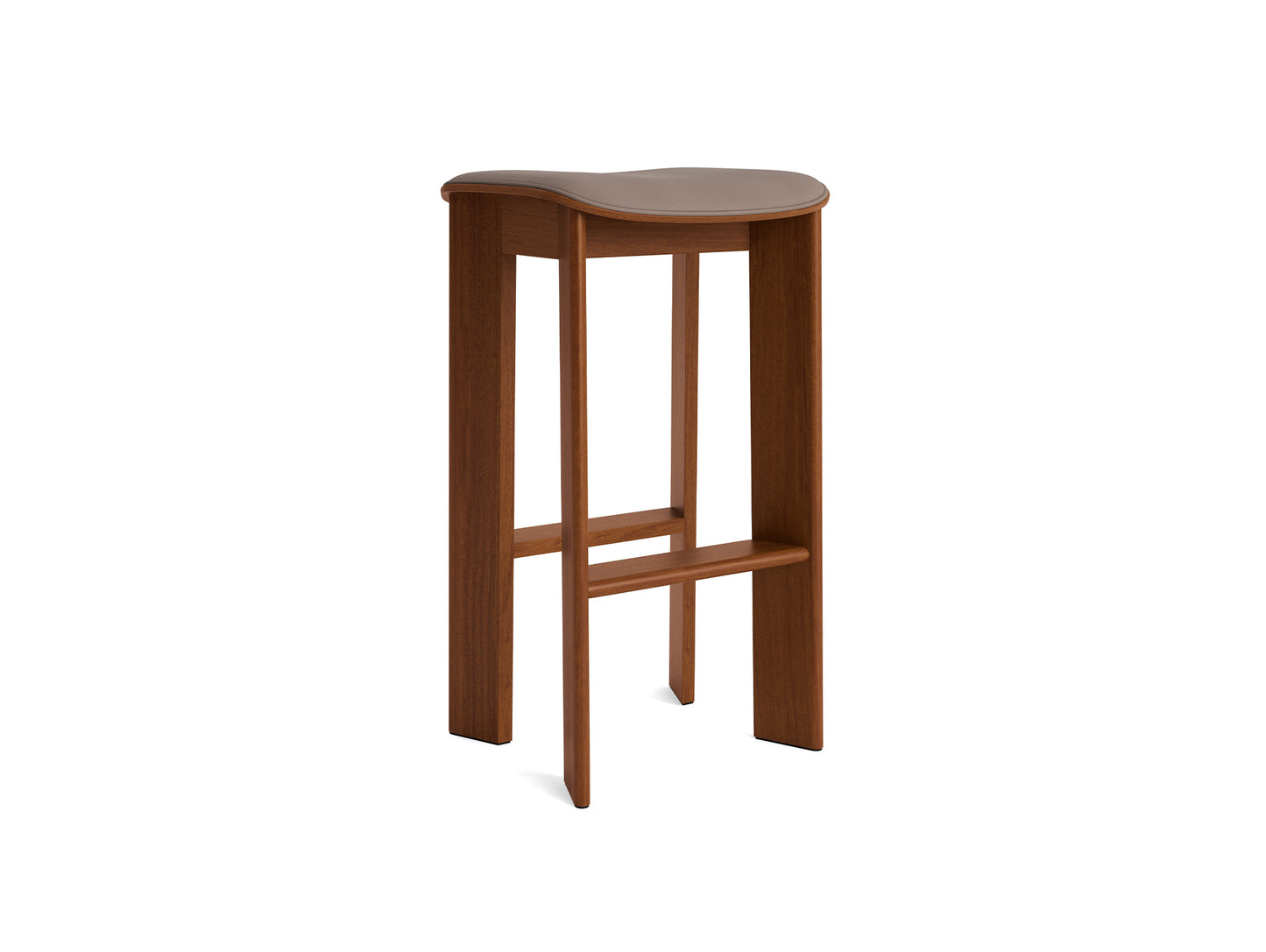 Chisel 30 Bar Stool Seat Upholstery by HAY - High / Lacquered Walnut / Nougat Sense Leather