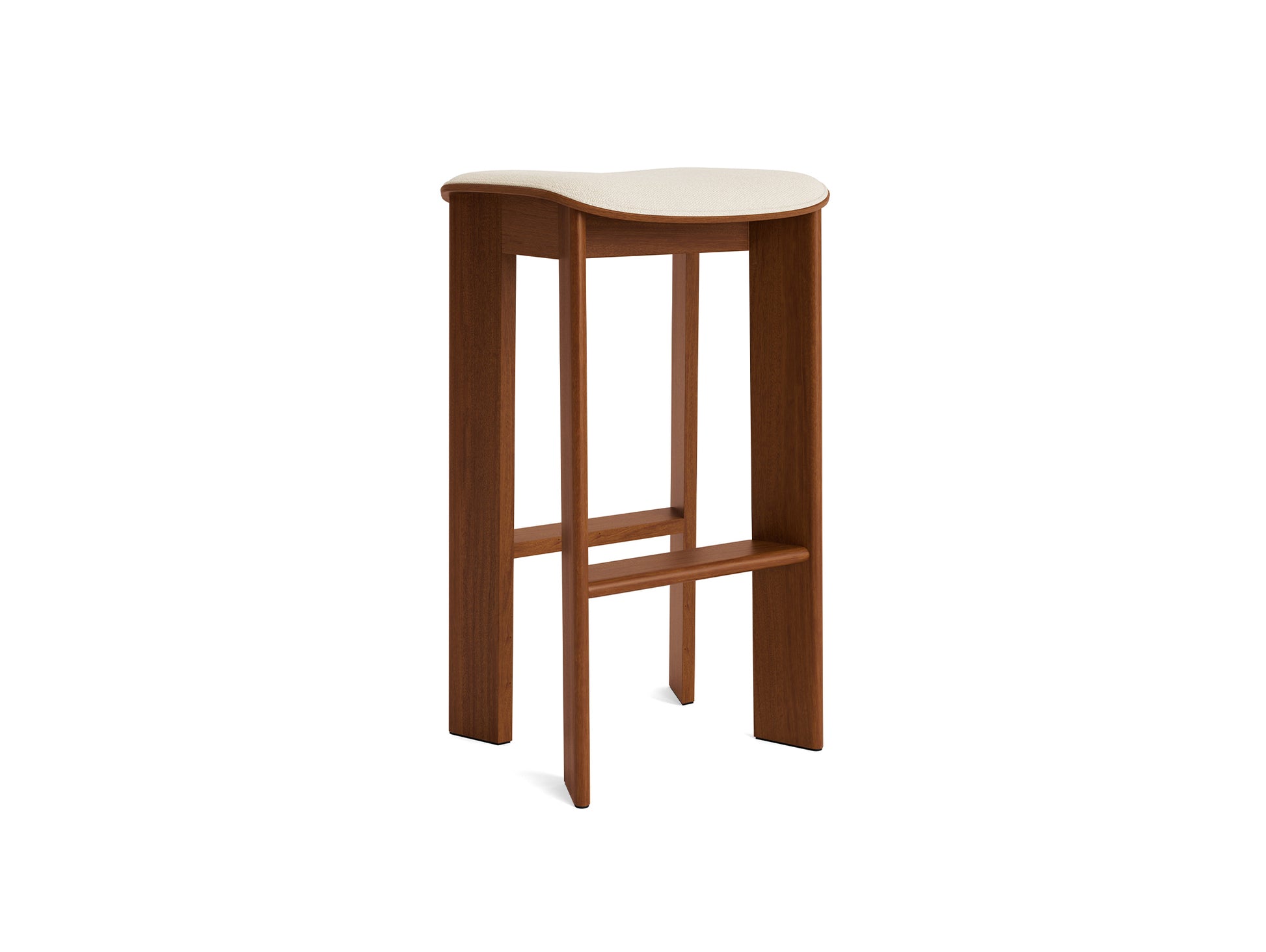 Chisel 30 Bar Stool Seat Upholstery by HAY - High / Lacquered Walnut / Turf Cream