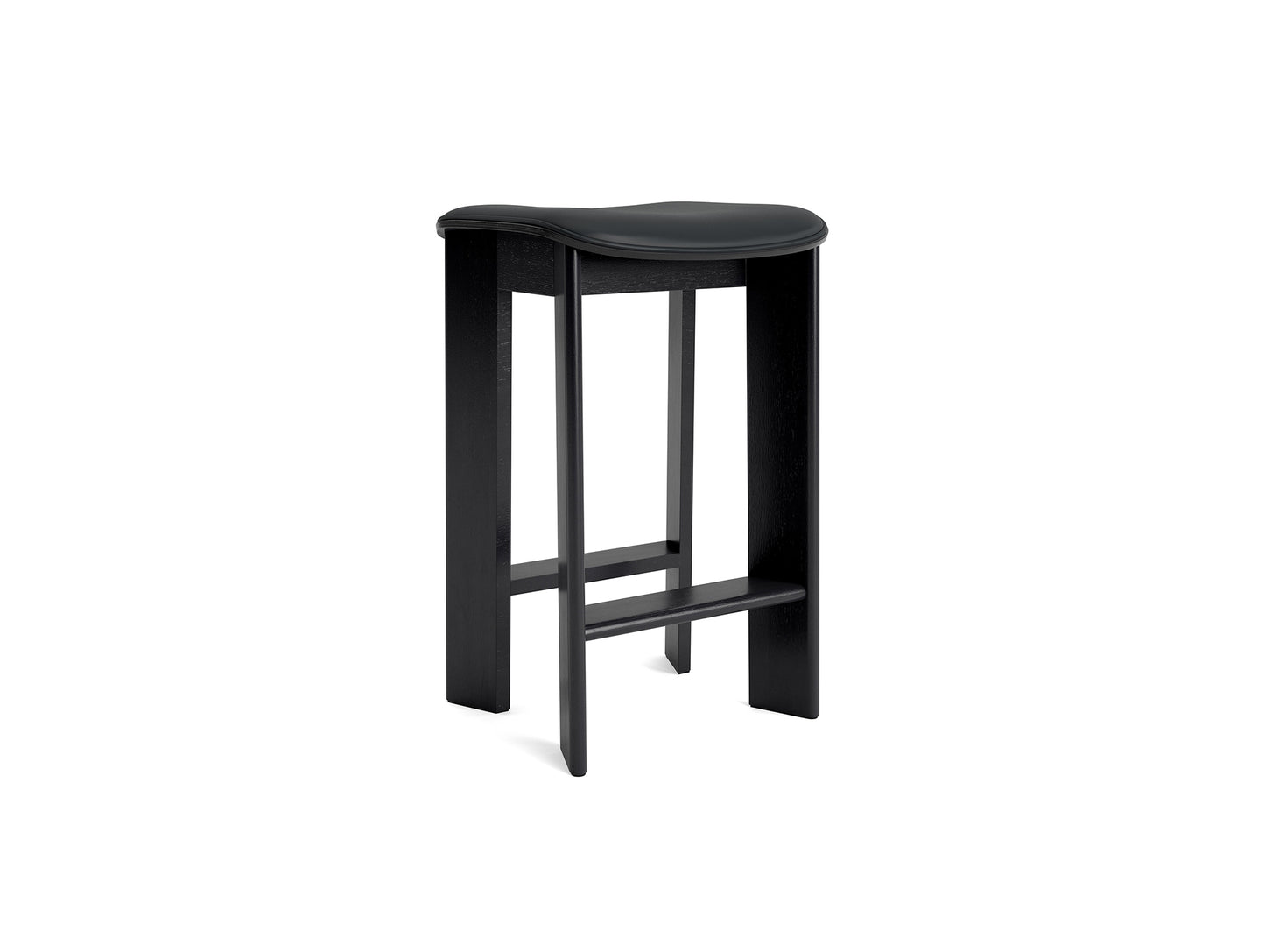 Chisel 30 Bar Stool Seat Upholstery by HAY - Low / Black Lacquered Oak / Grano Black Leather