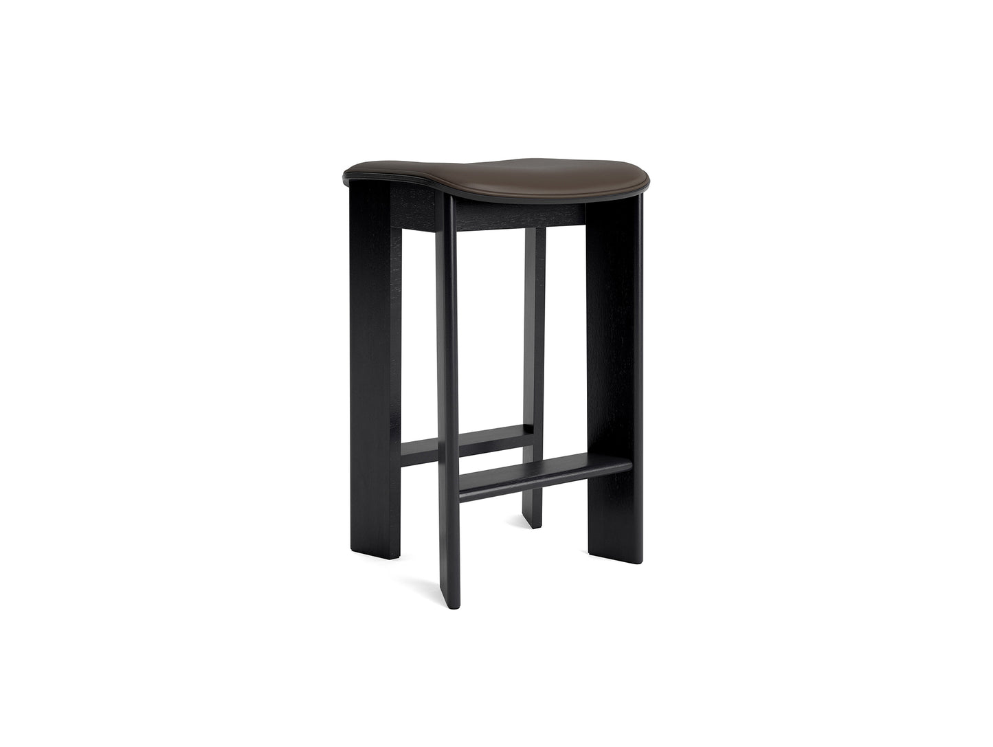 Chisel 30 Bar Stool Seat Upholstery by HAY - Low / Black Lacquered Oak / Chocolate Grano Leather