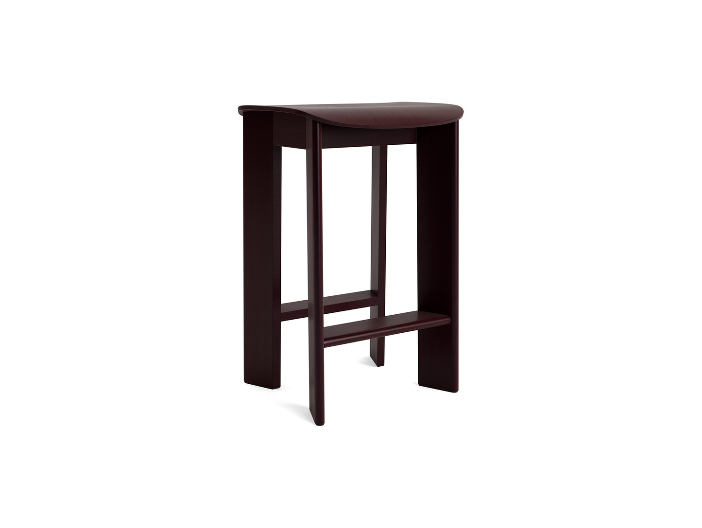 Chisel 30 Bar Stool Low by HAY - Dark Bordeaux Lacquered Beech