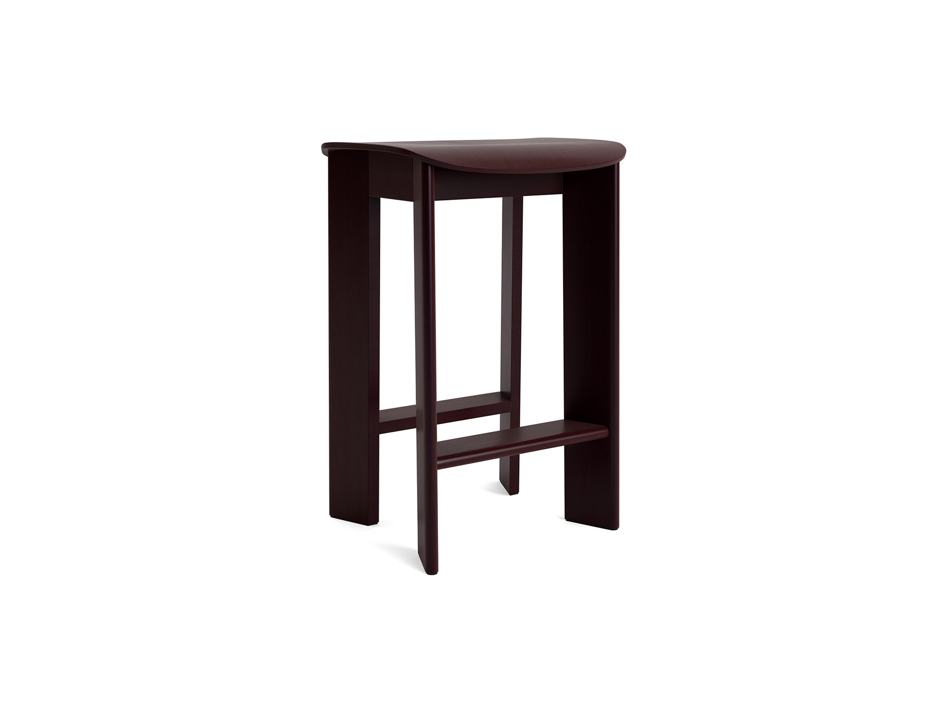 Chisel 30 Bar Stool Low by HAY - Dark Bordeaux Lacquered Beech