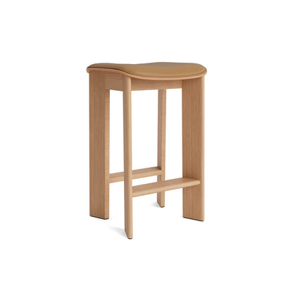 Chisel 30 Bar Stool Seat Upholstery by HAY - Low / Lacquered Oak / Cognac Grano Leather