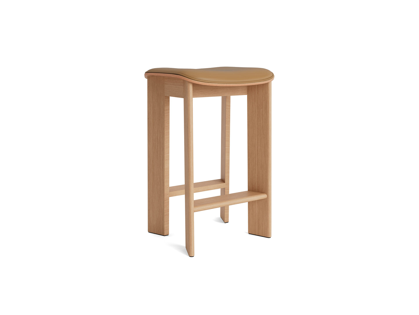 Chisel 30 Bar Stool Seat Upholstery by HAY - Low / Lacquered Oak / Cognac Grano Leather