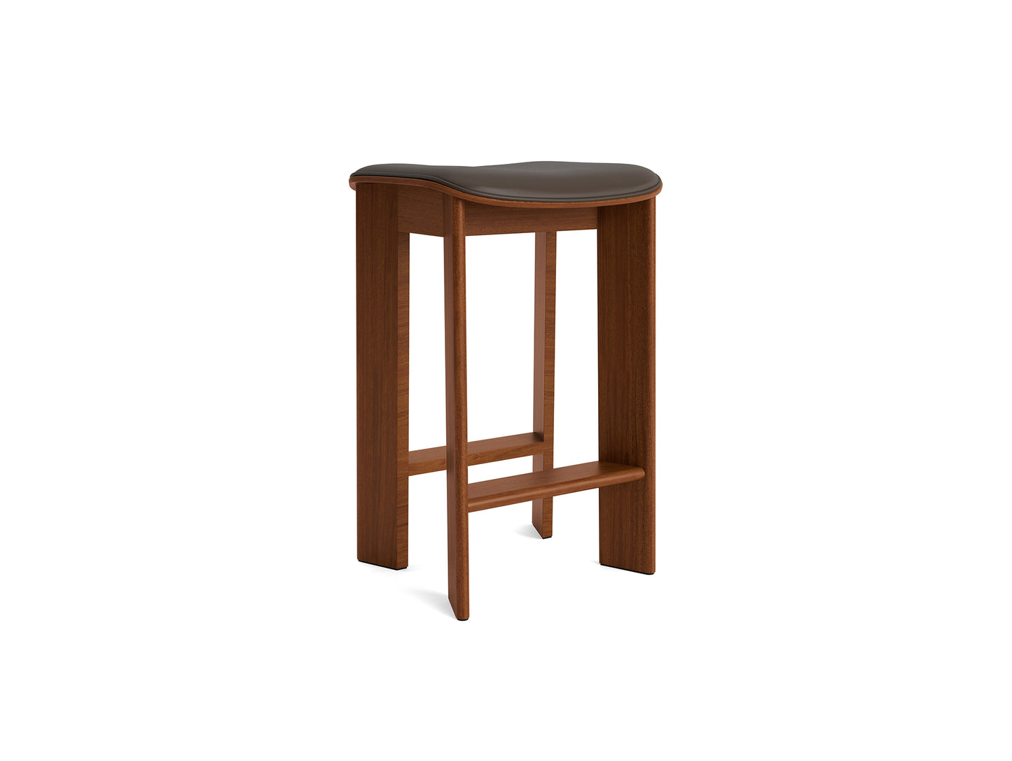 Chisel 30 Bar Stool Seat Upholstery by HAY - Low / Lacquered Walnut / Chocolate Grano Leather