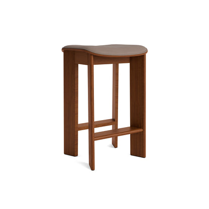 Chisel 30 Bar Stool Seat Upholstery by HAY - Low / Lacquered Walnut / Nougat Sense Leather