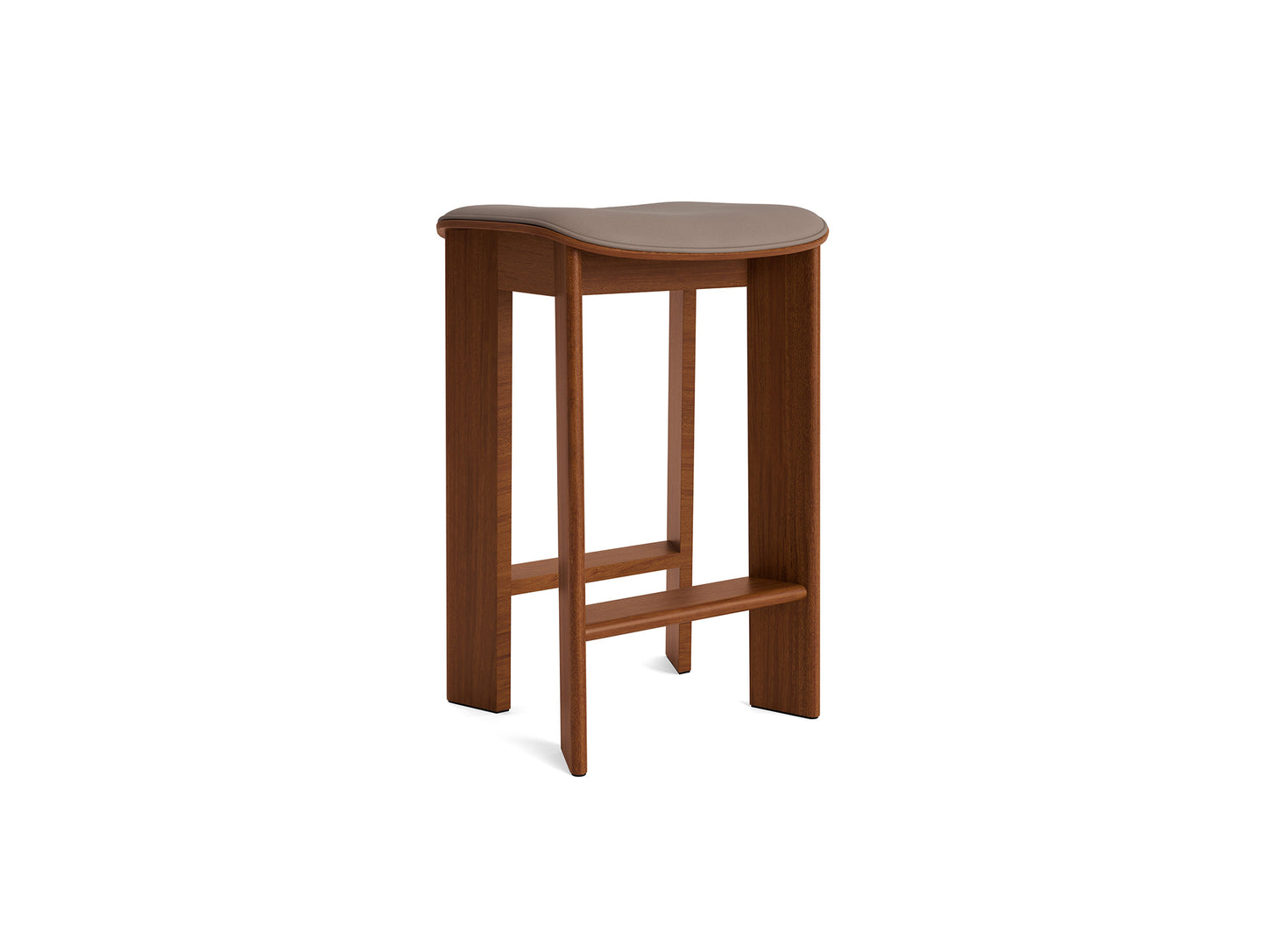 Chisel 30 Bar Stool Seat Upholstery by HAY - Low / Lacquered Walnut / Nougat Sense Leather