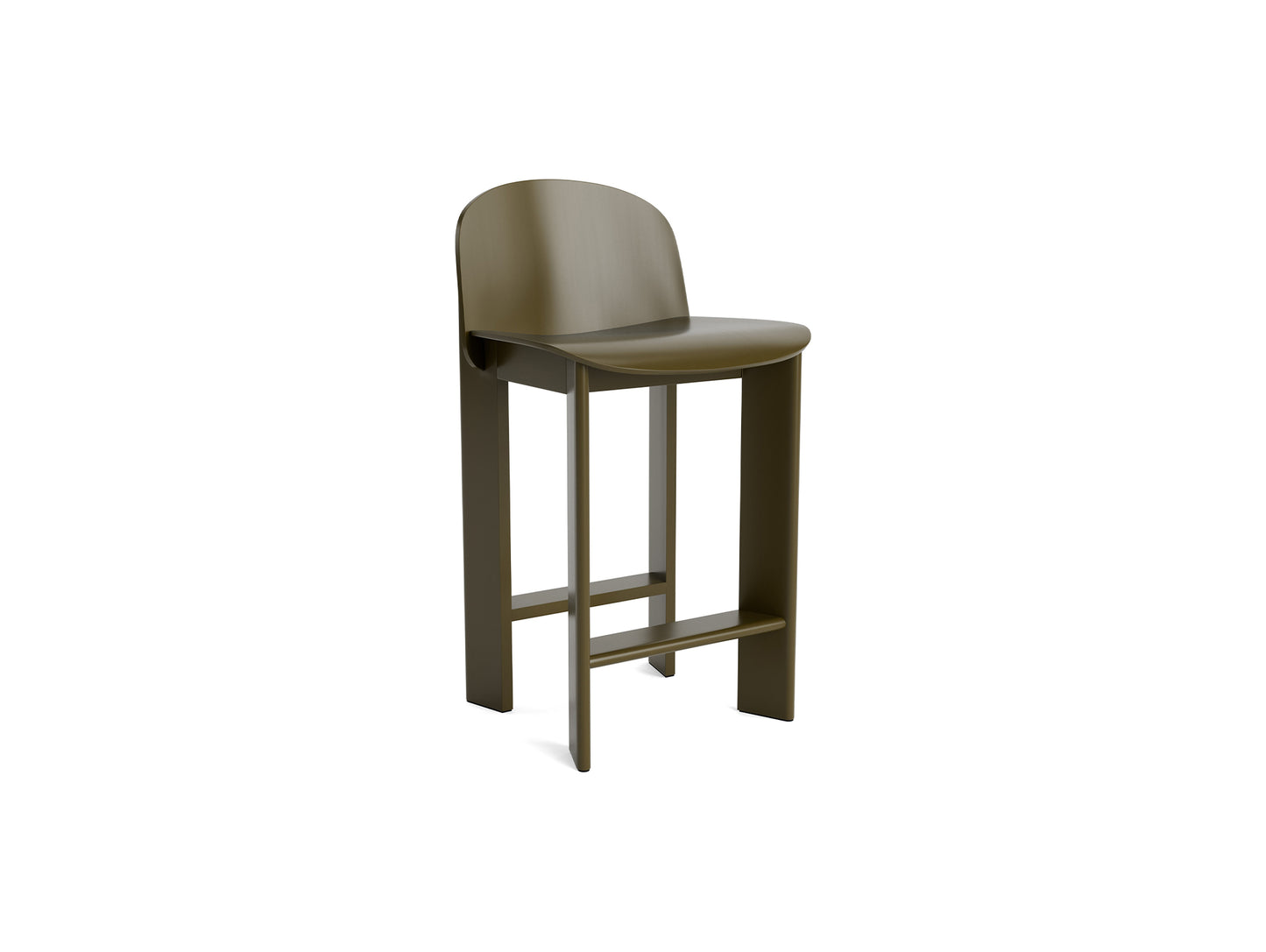 Chisel 35 Bar Stool by HAY - Low / Green Umber Lacquered Beech