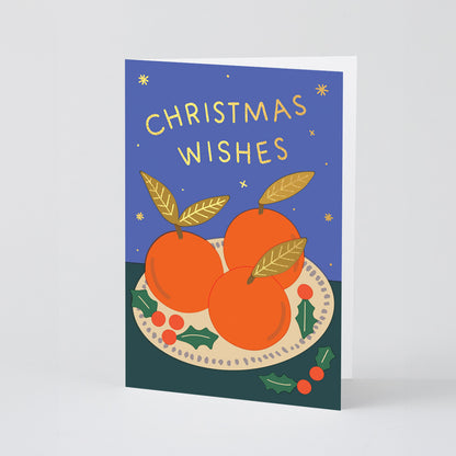 'Christmas Wishes' Foiled Greetings Card by Wrap