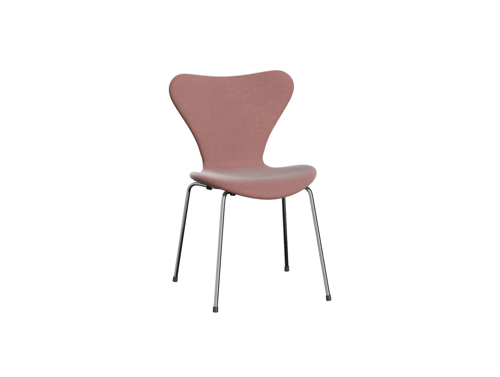 Series 7™ 3107 Dining Chair (Fully Upholstered) by Fritz Hansen - Chromed Steel / Belfast Misty Rose