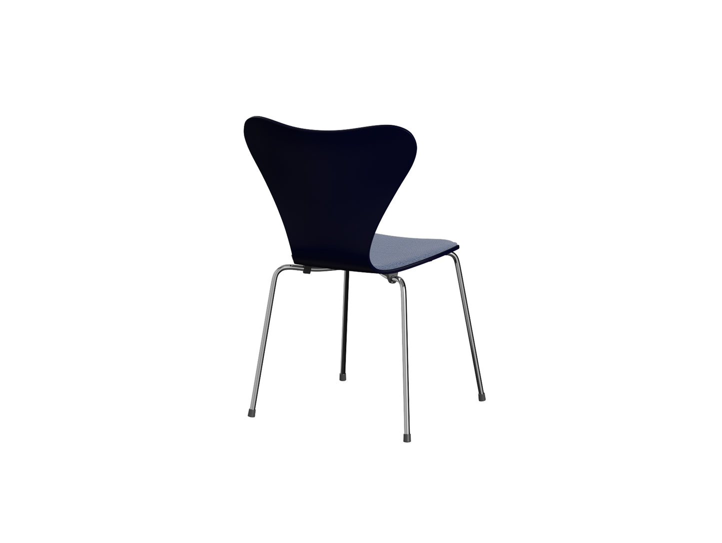 Series 7™ 3107 Dining Chair (Front Upholstered) by Fritz Hansen - Chromed Steel / Front: Steelcut Trio 3 716 / Back: Midnight Blue Lacquered Veneer