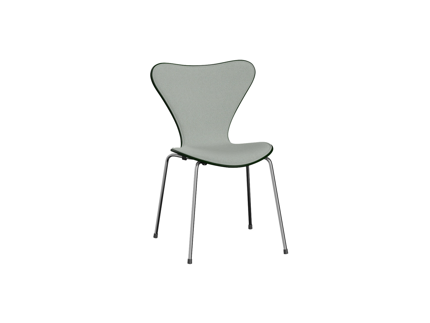 Series 7™ 3107 Dining Chair (Front Upholstered) by Fritz Hansen - Chromed Steel / Front: Sunniva 3 132 / Back: Evergreen Lacquered Veneer