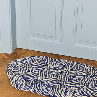 Coco Door Mat - Swirl by HAY - Blue and Off White
