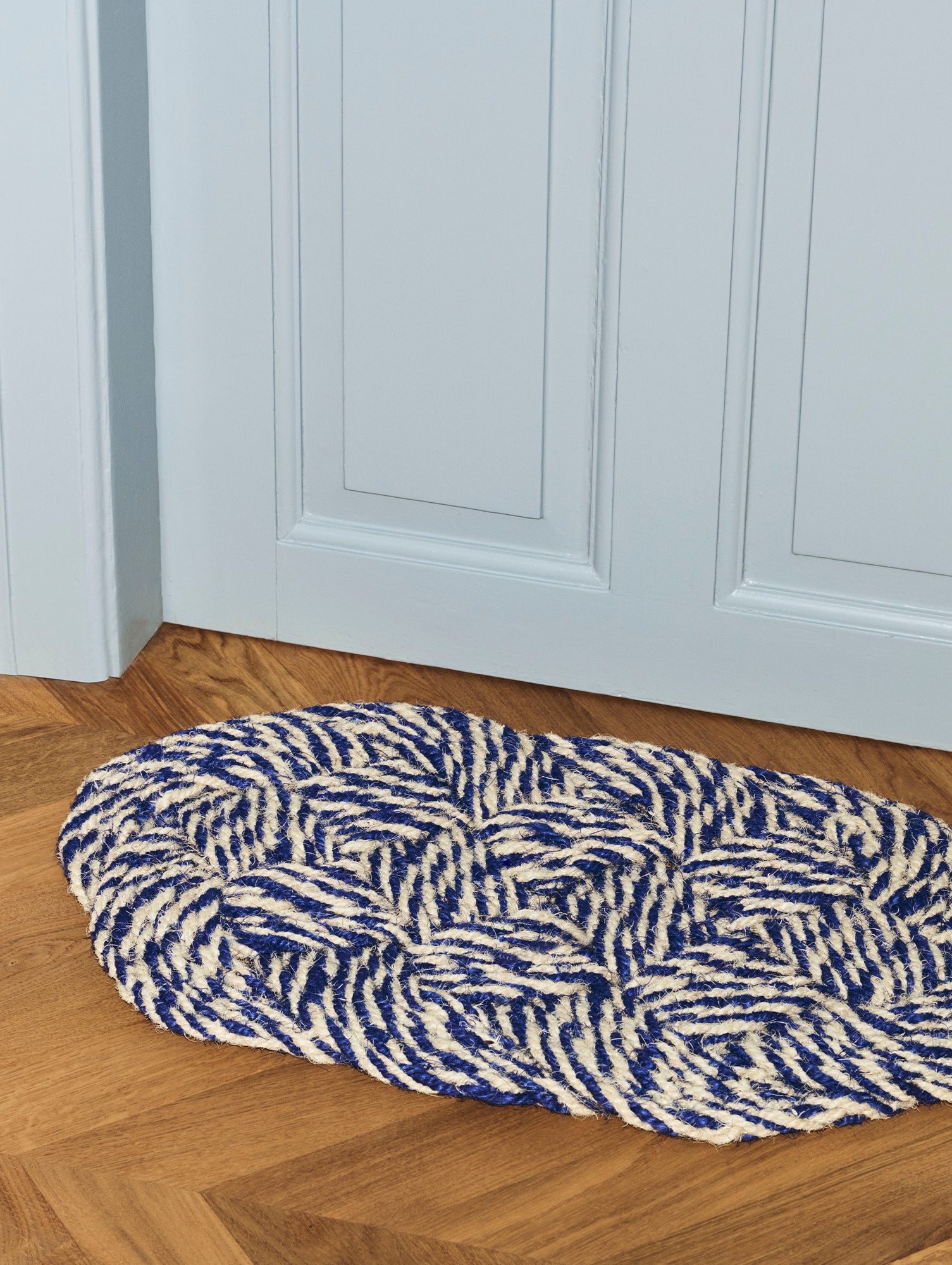 Coco Door Mat - Swirl by HAY - Blue and Off White