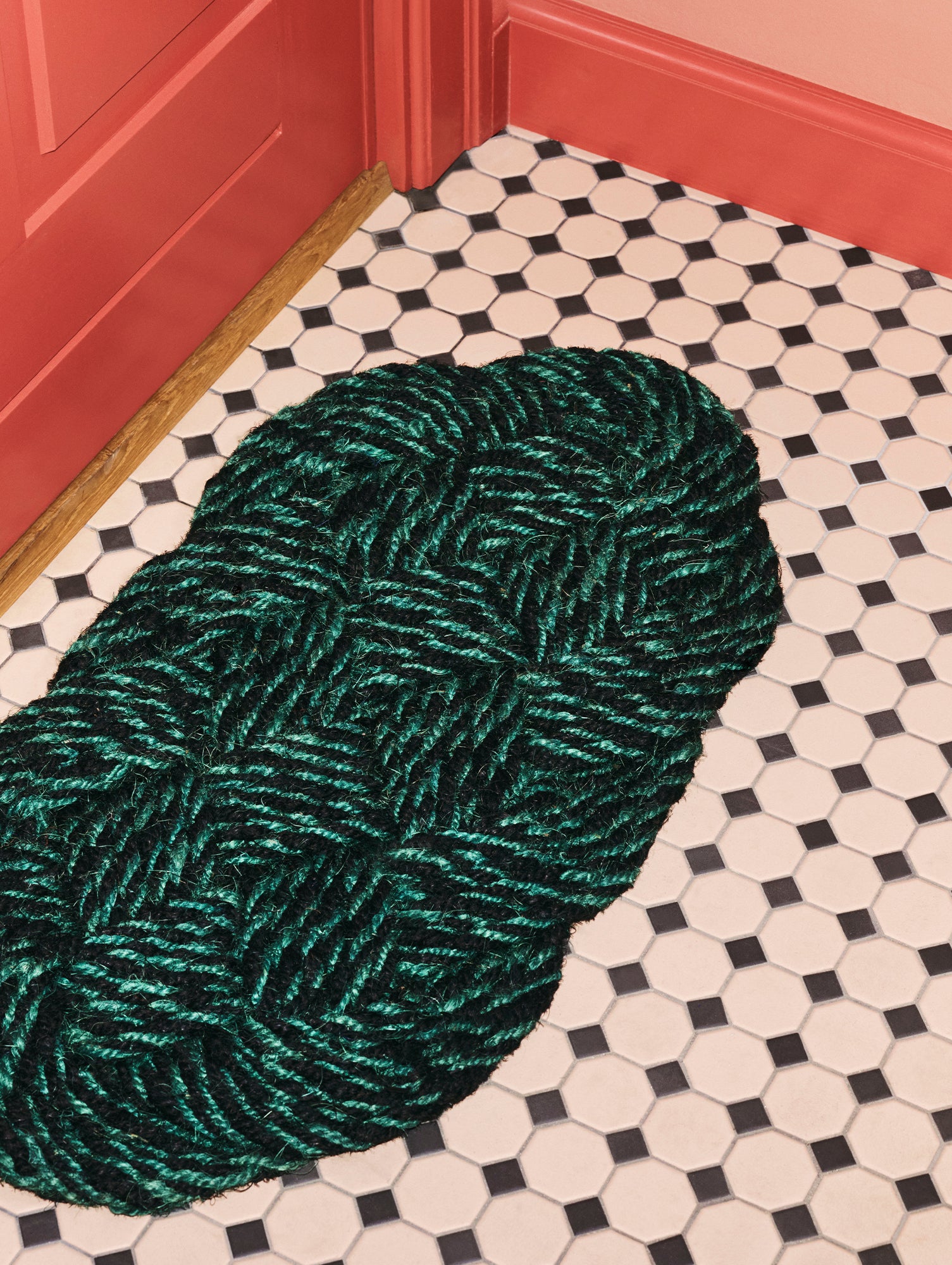 Coco Door Mat - Swirl by HAY - Green and Black