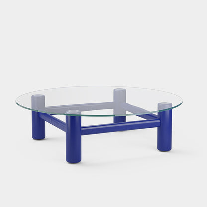 Boundary Table by Massproductions - Round (Diameter: 140 cm) / Ultramarine Blue Varnished Beech