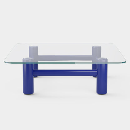 Boundary Table by Massproductions - Square (120 x 120 cm) /  Ultramarine Blue Varnished Beech