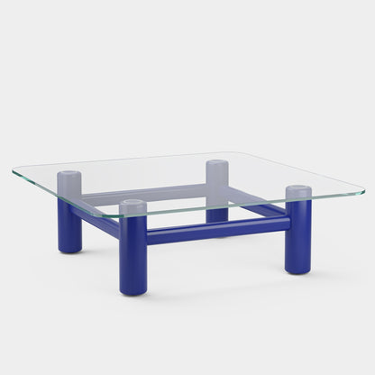 Boundary Table by Massproductions - Square (120 x 120 cm) /  Ultramarine Blue Varnished Beech