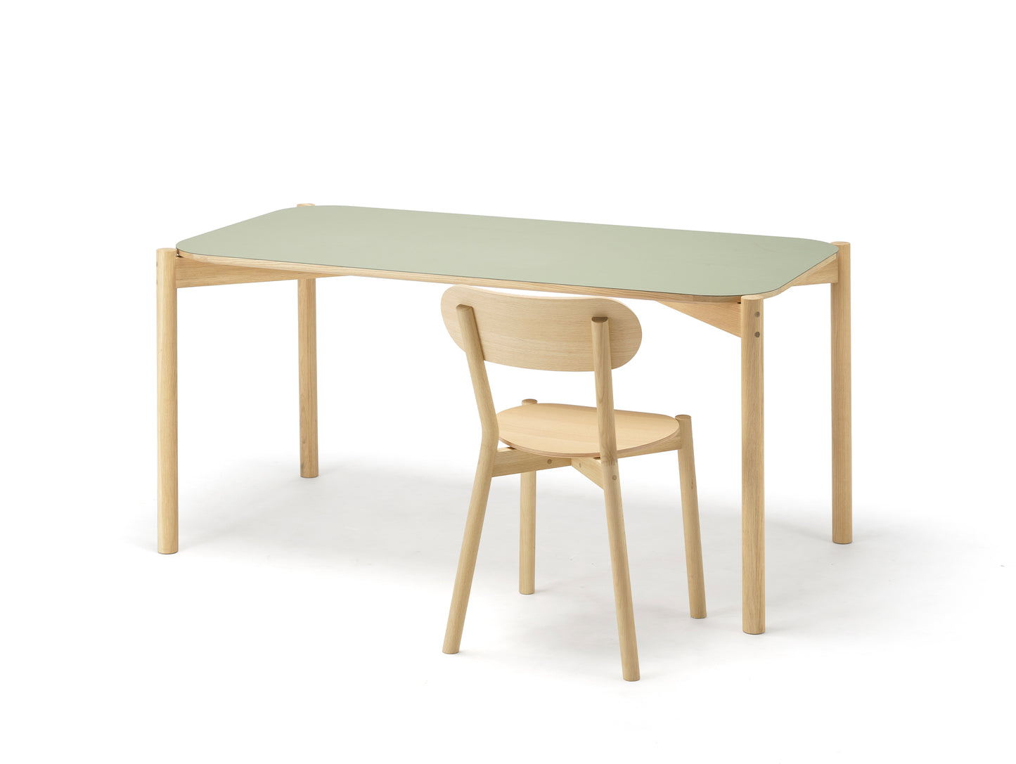 Castor Table by Karimoku New Standard - Olive Linoleum