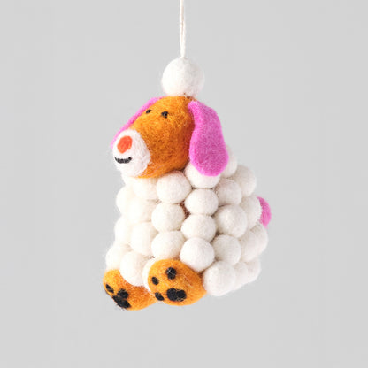 Minu, Snowball Dog Felt Hanging Decoration