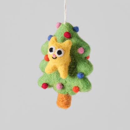 Bobby, Cat In A Tree Felt Hanging Decorations